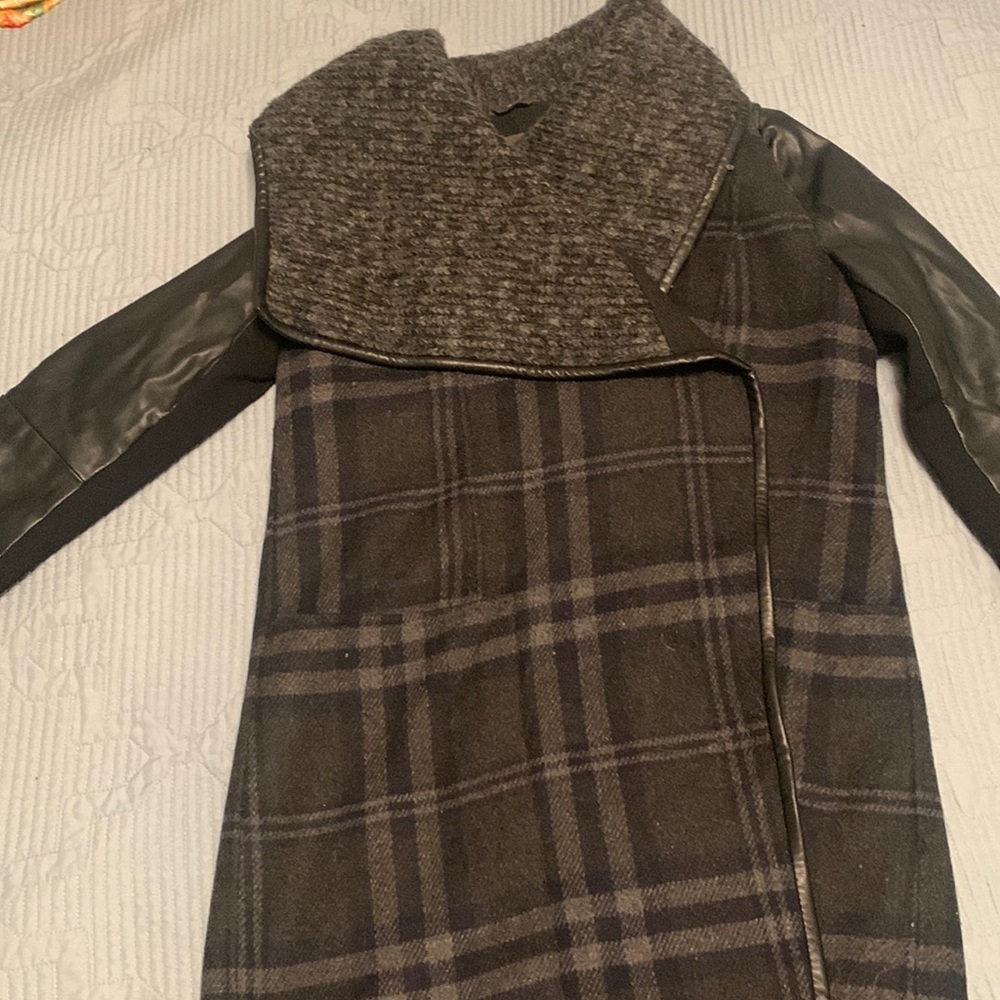 Vera Wang wool and faux leather coat, XS